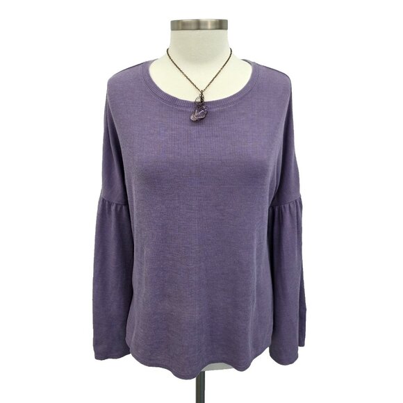 Xhilaration Purple Bell Sleeve Waffle Knit Thermal Pajama Top Shirt Size Small - Picture 1 of 14